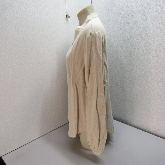NEW BAREFOOT DREAMS Spring 2025 Womens Linen Blend Long Sleeve Blouse Size S - Picture 3 of 12